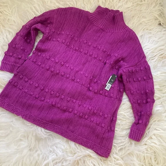 NIC + ZOE PLUS ADORE A BALL TEXTURED PULLOVER MOCK TURTLENECK SWEATER